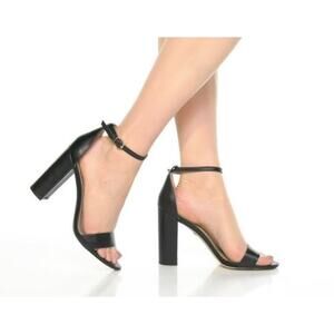 SAM‎ EDELMAN Yaro Ankle Strap Block Heel Sandals Black Suede Leather Sz 9.5